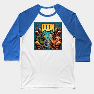 Doom Guy vs. Evil Dead Baseball T-Shirt